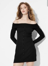 Wild Fable Women’s Black Long Sleeve Mini Bodycon Dress Size Small