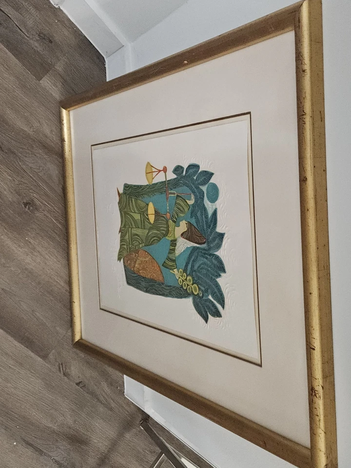 Litografía contemporánea firmada a mano 95/250 enmarcada Judith Bledsoe Libra Foto 4 de 4