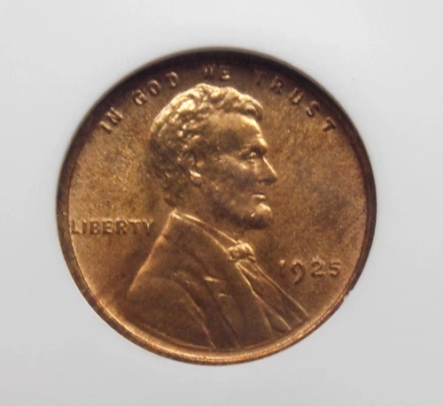 1925 "P" Lincoln WHEAT Cent Penny 1c NGC MS65 RB #010 Red Brown Unc BU ECC&C Inc