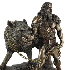 10 1/2" Tyr Binding With Fenrir Viking Norse Mythology God Bronze Finish Statue