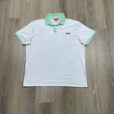 Redvanly Polo Shirt Mens XL White Green Performance Golf Made USA Stretch Casual