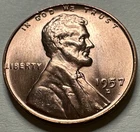 1957-D 1C Lincoln Cent WHEAT PENNY 1327X BU