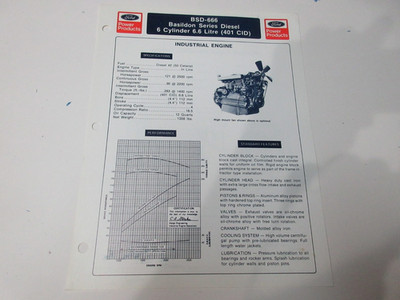 Ford BSD-666 6 Cylinder Diesel Engine (401 CID) Information