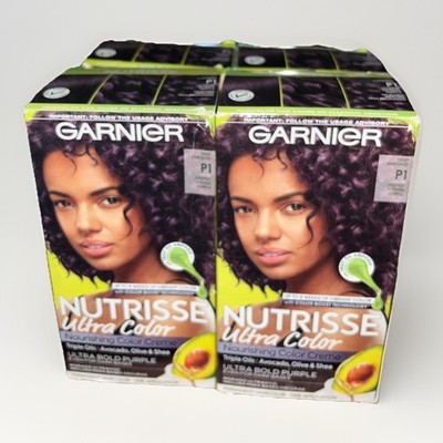 4PK Garnier Nourishing Hair Color Creme, P1 Deepest Intense Purple