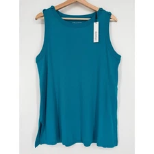 NWT New Chico's Peacock Blue Pima Cotton Tunic Tank Top Size 2 L
