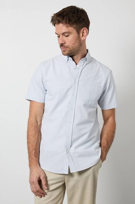 Maine weiß kariertes kurzärmliges bedrucktes Hemd Herren Smart Shirts
