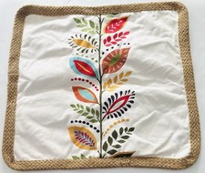 Floral Leaf Embroidered Square Decorative Pillow Sham Cover Cotton/Polyester