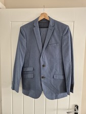 Mens Slaters 3 Piece Blue Suit (Size:Jacket/waistcoat: 38S. Trousers: 32S)