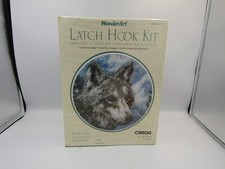 WonderArt Caron Latch Hook Kit 4117 Snow Wolf 18" Round   NEW Sealed