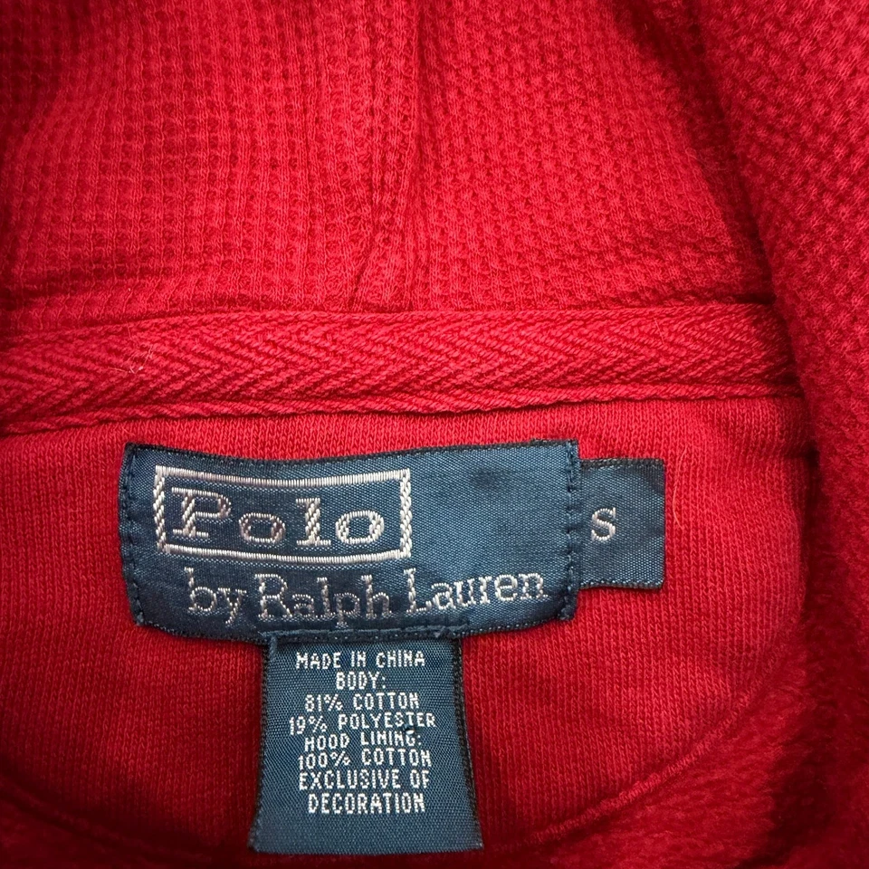 Polo Ralph Lauren Hoodie Men's Small Red Pullover Sweatshirt Preppy Pony Logo  - Image 4 of 4
