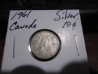 Canada 1961 -  10 Cent Dime Canadian Coin - 80% Silver - ASW 0.06 Oz