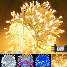 Timer 20-100M LED Fairy String Lights Mains Plug In Christmas Tree  Garden Decor