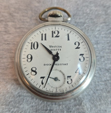 Vintage Westclox Scotty Pocket Watch White Dial Made In USA Shock Resistant