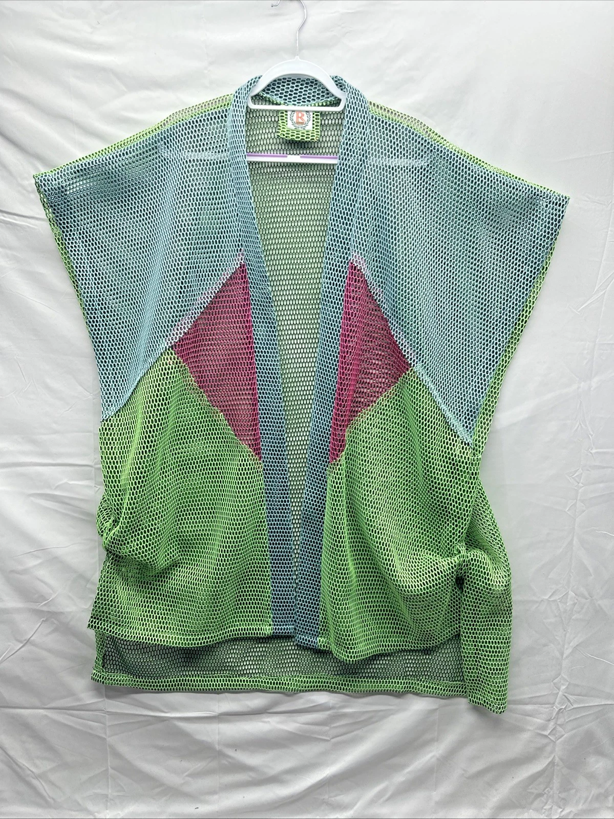 Regalia Women Poncho Open Cover Up Size XXL 2XL Mesh Multicoloured Short Sleeve