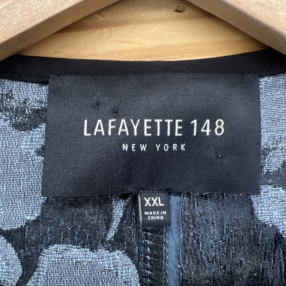 Jaqueta Lafayette 148 XXL metálica formal ópera aberta cinza cintilante preta B133 - Imagem 3 de 4
