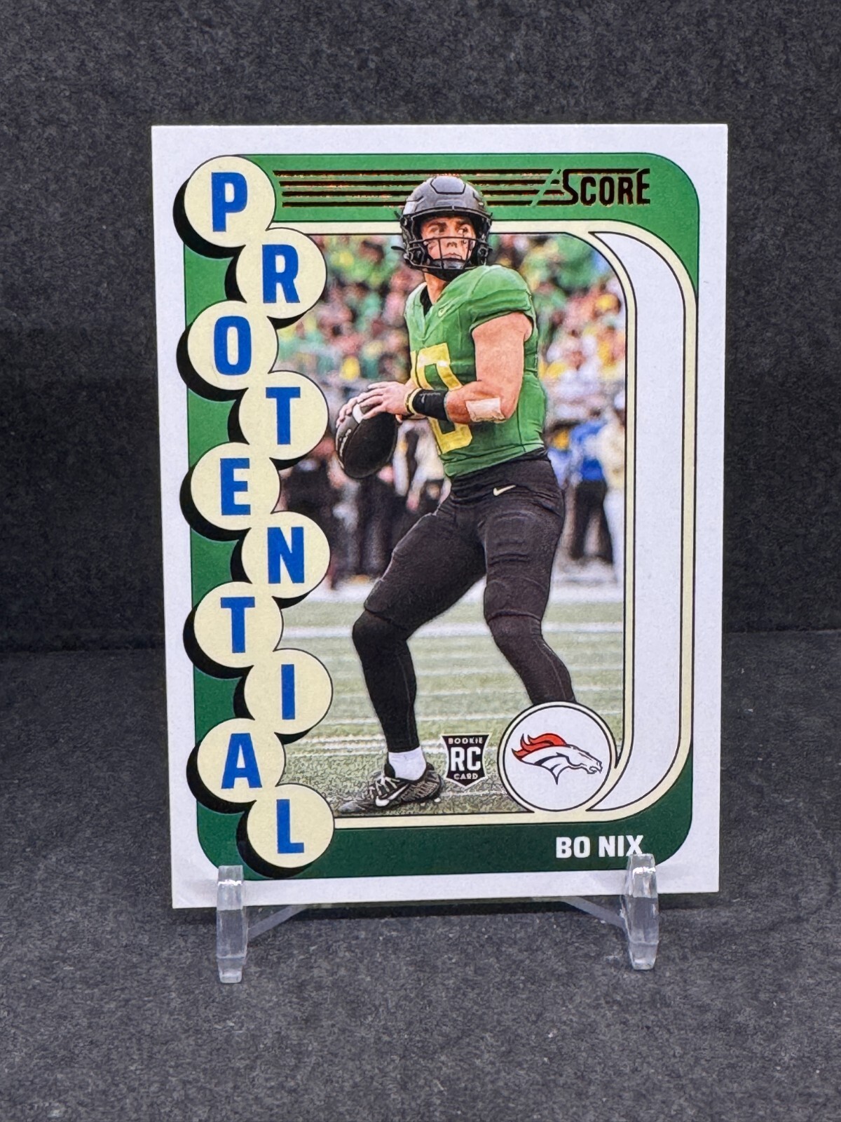 Bo Nix 2024 Panini Score Protential Red #11 Rookie Broncos