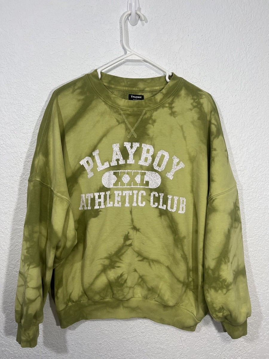Playboy By Pacsun Sweatshirt Womens Size XS Green Pullover Graphic Athletic  Club