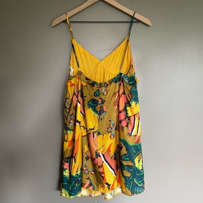 Sezane Julie Dress in Amazone Size Small Yellow Green Pink 