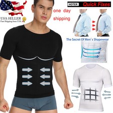 Men's Slimming Body Shaper Vest Abdomen T-Shirt Compression Sport Tank