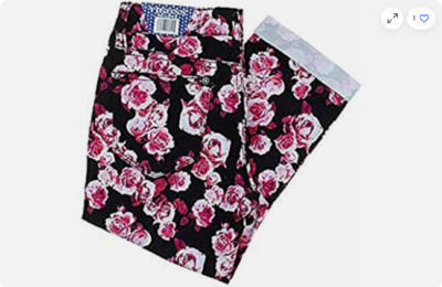 VIGOSS GIRL'S ADJUSTABLE WAIST BAND CROP FLOFLORAL PANTS (BLACK/PINK 10)NWT