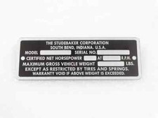 Data Plate Vintage Studebaker Model 1946-49 Fit For Data Plate Vintage Studebaker Model 1946-49 Fit For