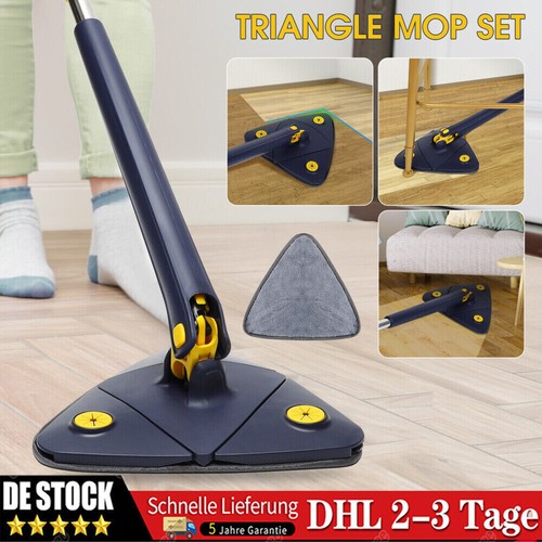 Wischmopp mit Auswringfunktion 360° Drehbarer Teleskop Dreieck Bodenwischer NEU - Bild 21 von 21