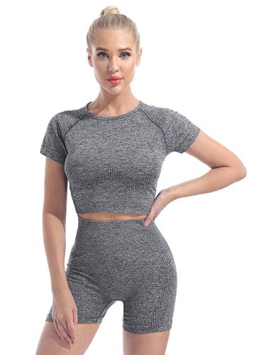 Mujeres Sin costuras Yoga Top Leggings Pantalones Deportes Gimnasio Fitness Entrenamiento Sudor Traje Set - Imagen 8 de 54