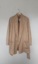 Qvc Kim & Co Suede Stretch Jacket With Sash Camel Size X-small Bnwt