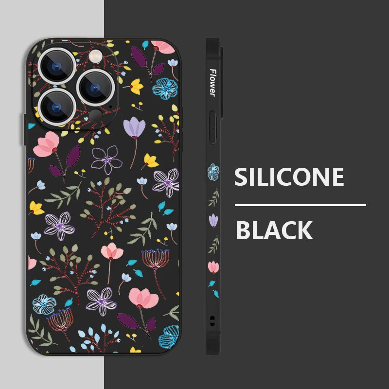 Phone Case Flower For iPhone 16 Pro Max 15 14 13 11 12 8 7 Shockproof Soft Cover