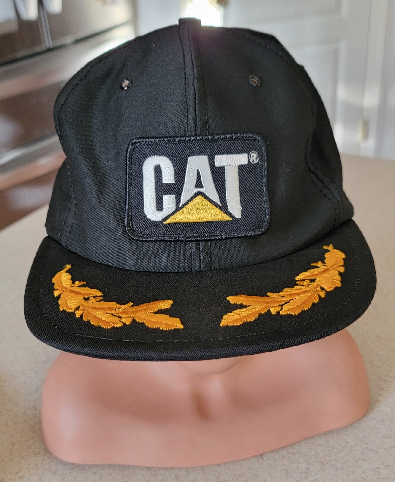 Caterpillar CAT Cap Hat Vintage Patch Black Snapback 