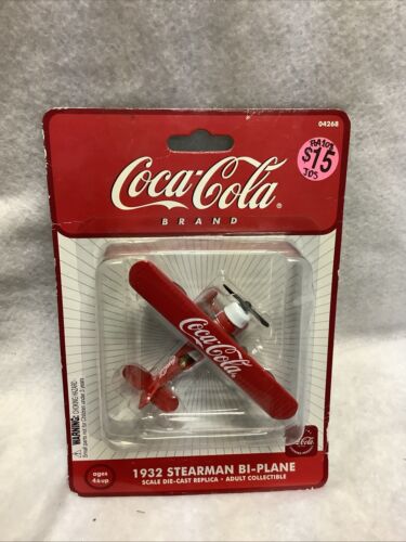 Coca Cola 1932 Stearman Bi-Plane Die Cast Coke Collectible Gearbox Toys - Picture 2 of 6