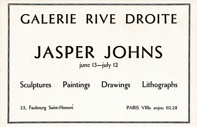 1960s Vintage Jasper Johns Art Exhibition Rive Droite Gallery Original Print Ad