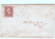 Early Canal Fulton Ohio Fancy Cancel Postal Cover 3ct Red Stamp ~ 703AB