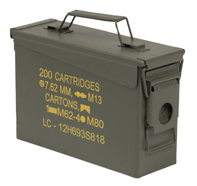US Ammo Box Stahl M19A1 CAL30 oliv mit Print Aufbewahrung Lagerung Outdoor