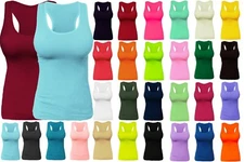 Womens Ribbed Racerback Tank Top Camisole One Size Exercise Fitted Layering Top