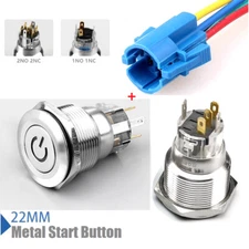22mm RGB Tri-color Power Symbol LED illuminated IP 67 304 Stainless steel switch