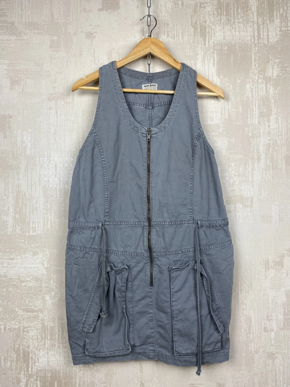 ACNE STUDIOS Abito senza maniche jeans acne vintage Y2K cotone grigio denim taglia 36