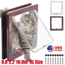XL-SIZE 4Way Pet Cat Puppy Dog Magnetic Lock Lockable Safe Flap Door Gate Frame