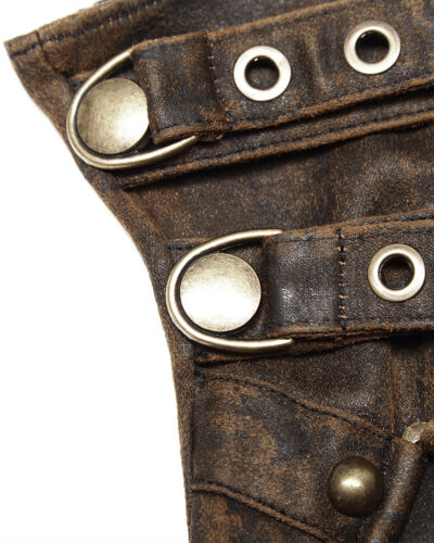 Guantes sin dedos Punk Rave para hombre Steampunk marrón cobre gótico dieselpunk LARP - Imagen 7 de 18