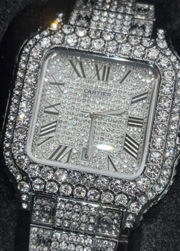 AUTHENTICATED VVS Cartier Santos Custom Watch 41mm Stainless Steel