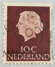 Netherlands Postage ~ Queen Juliana ~ Brown 10₵ Stamp ~ Posted ~1953 ~ B329