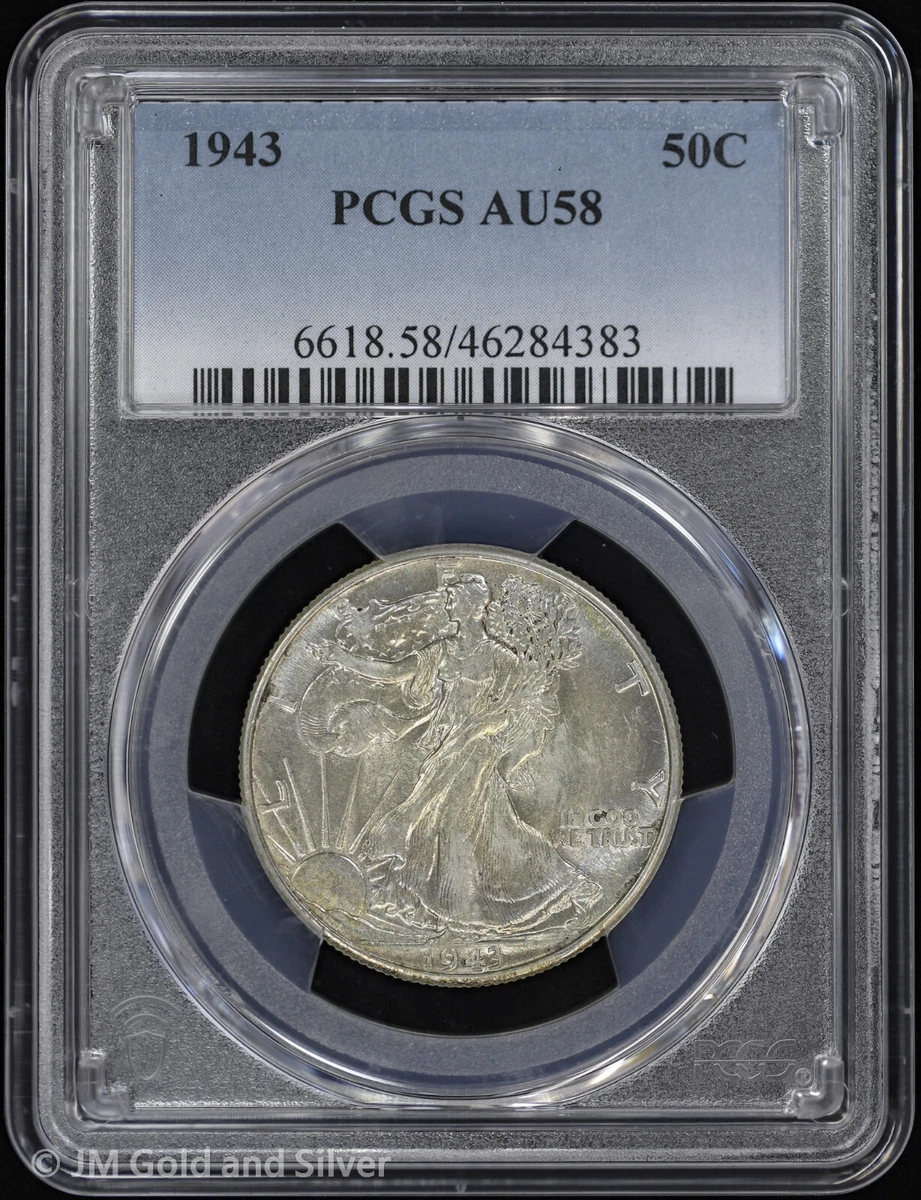 AU 58 Graded 1943 Year Liberty Walking Half Dollars (1916-1947