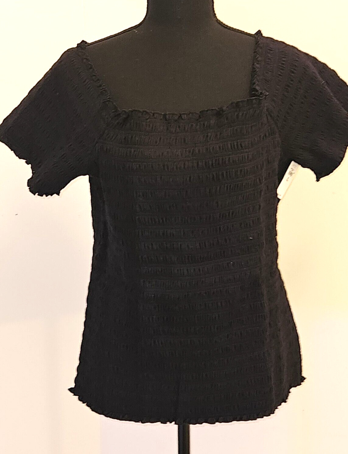 Gap Smocked  Short Sleeve Top Woman's Size X- Large Tall NWT Black