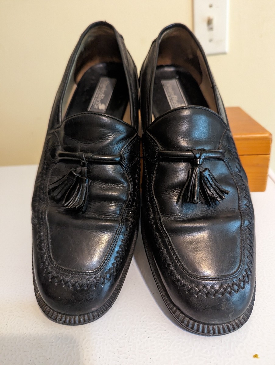 Stanley Blacker Size 10.5 D Black Kiltie Tassel Loafers 