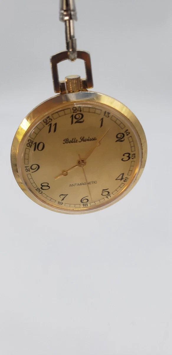 vintage belle suisse antimagnetic gold mechanical pocket watch
