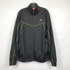 Puma Men's Size XL Black Full Zip Track Jacket w/ Green Accent Stripe  Speedcat