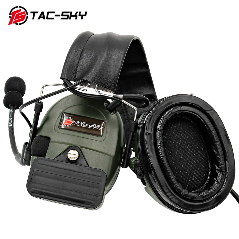 TAC-SKY Comtac-I Noise Reduction Pickup Tactical Headset Silicone Earmuffs FG/BK - Image 3 of 4