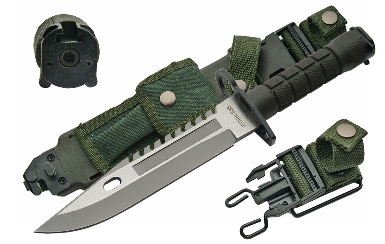 12.75 BAYONET M SURVIVAL Knife +Scabbard Saw Back AR Fits 14" 15" 16" barrels