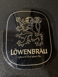 Lowenbrau Light & Dark Special Beer Advertising Sign Black Gold Plaque Vintage
