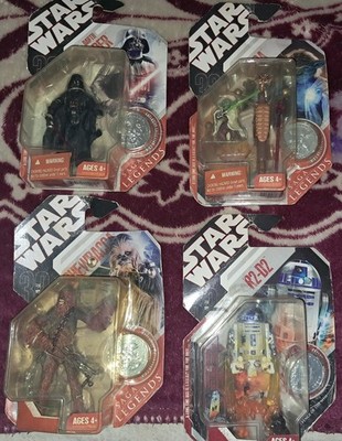 Star Wars Saga Legends Action Figuren Set Darth Vader Yoda Chewbacca R2-D2